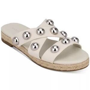 Marc Fisher Prisca Ball-Studded Espadrille Sandals in Tan